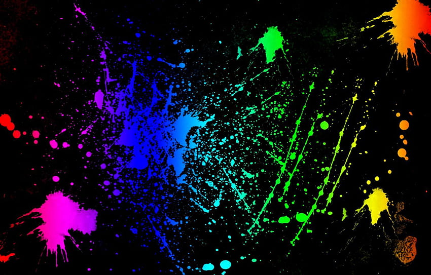 Neon Paint Splatter Background, Colorful HD wallpaper