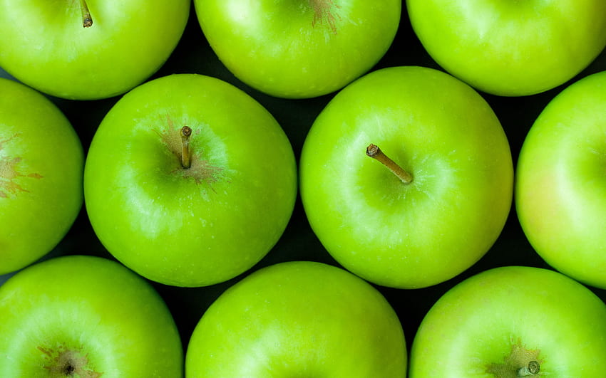 녹색 사과, 비타민, 완전 채식 음식, 신선한 과일, 사과, 해상도가 있는 과일. 고품질 HD 월페이퍼