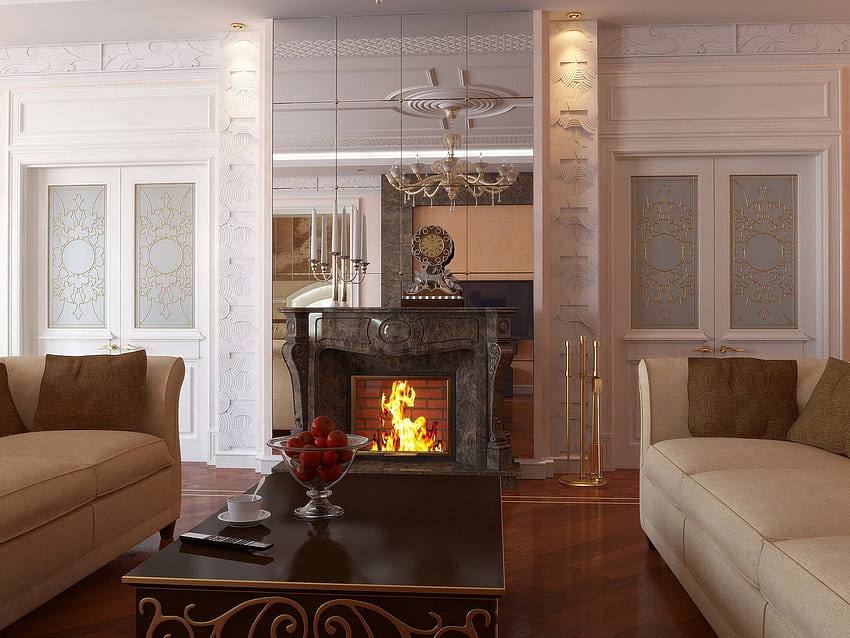 Room, Style, Sofa, Coziness, Comfort, Fireplace HD wallpaper