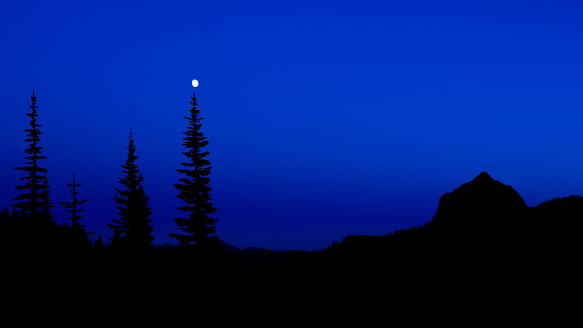 Trees Mountain In Blue Sky Silhouette Background Dark Background HD wallpaper