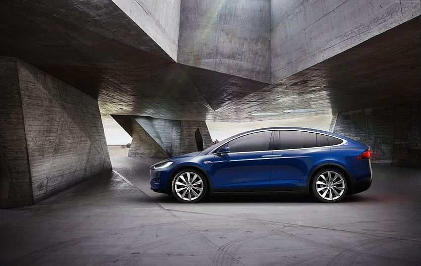 สีน้ำเงิน 5 ประตู Hatchback Digital, Blue Tesla Model X วอลล์เปเปอร์ HD