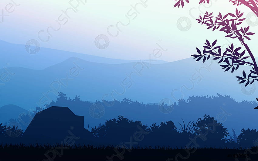 Natural silhouettes forest mountains horizon hills in Evening Sunrise and - stock vector, Vector Landscape HD wallpaper