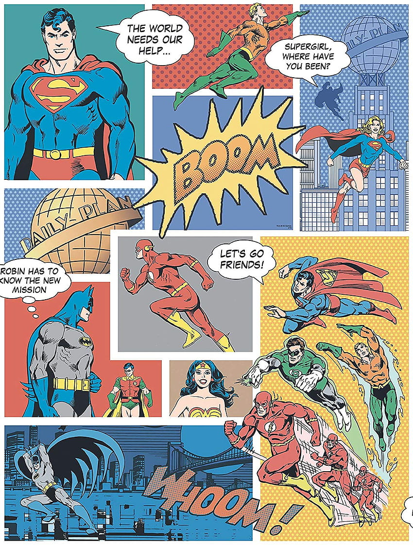갤러리 공식 슈퍼맨 배트맨 플래시 코믹 슈퍼히어로 어린이용(빈티지 DC9002 2) HD 전화 배경 화면