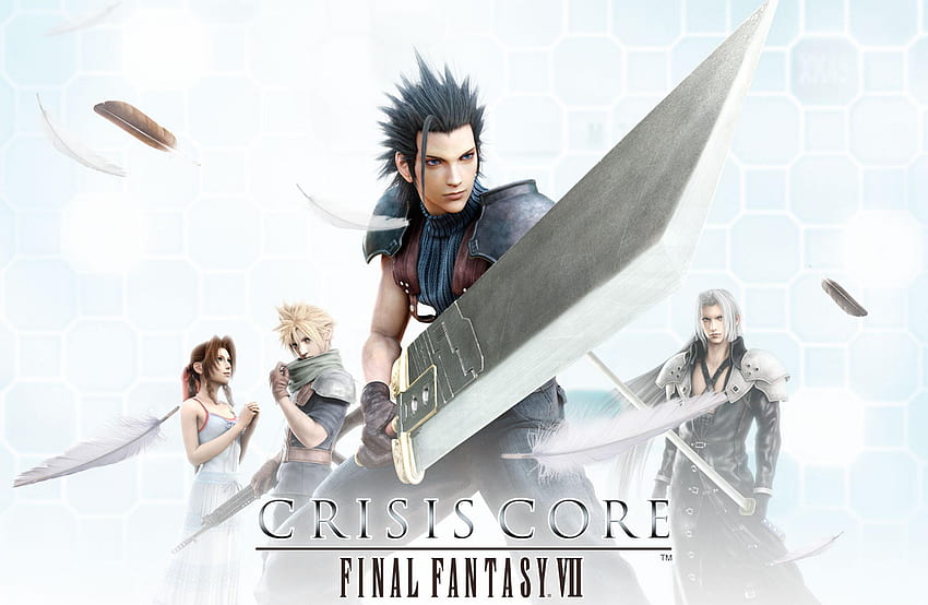 Crisis Core, games, buster sword, final fantasy vii, feathers, sephiroth, white background, ff7, zack, cloud, aerith, sword, aerith gainsborough, final fantasy 7, cloud strife, weapon, video games, zack fair, ffvii HD wallpaper
