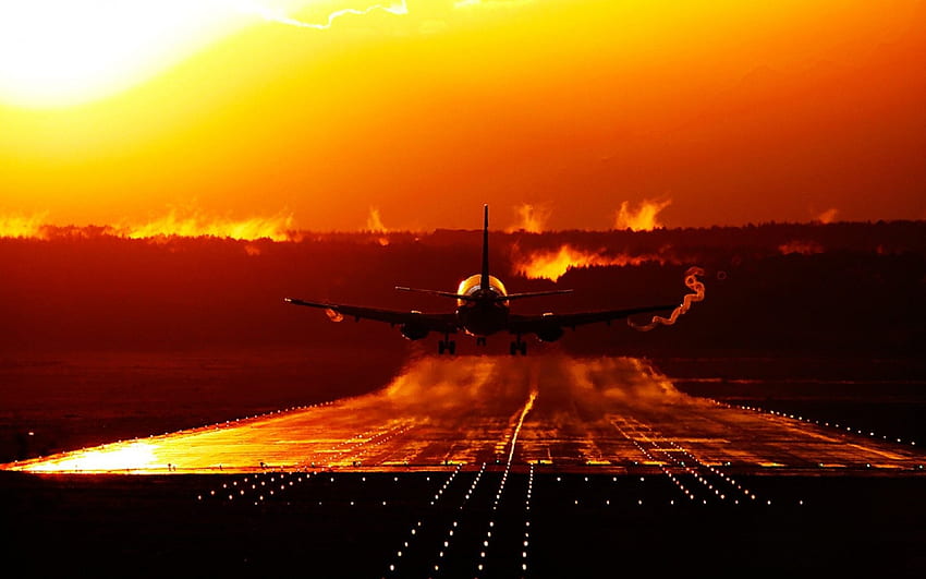 Flughafen-Sonnenuntergang - Flugzeug HD-Hintergrundbild