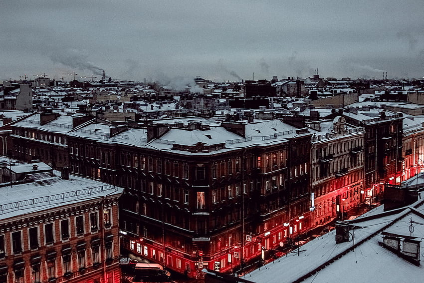 Miasta, zima, domy, śnieg, budynek, dach, dachy, Petersburg, Sankt Petersburg, Piotr Tapeta HD