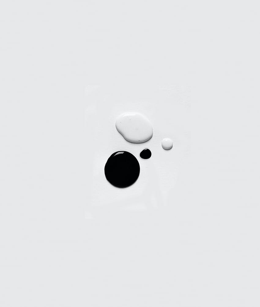 Black and white color drops, balanced, minimal HD phone wallpaper
