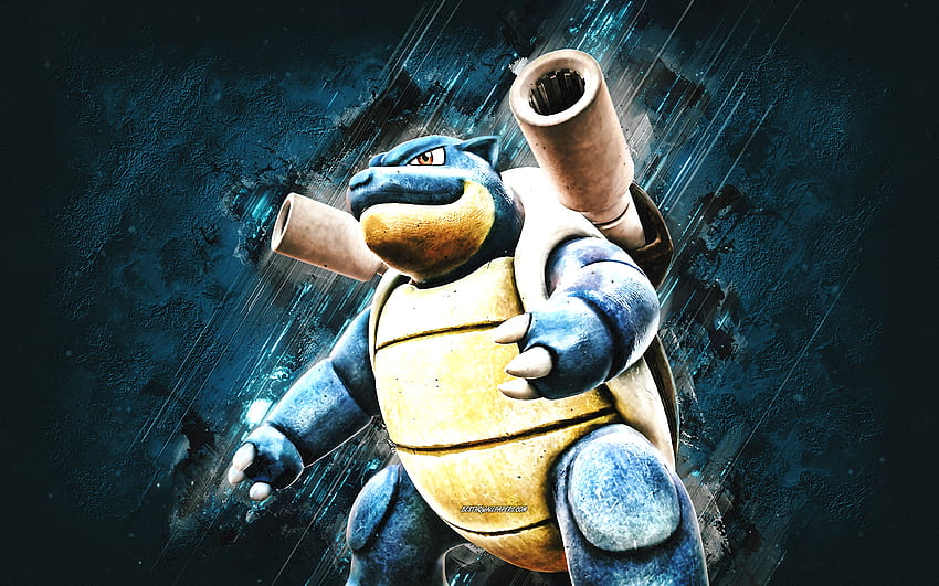 Blastoise, Pokken Tournament, blue stone background, Blastoise character, Pokken Tournament characters, grunge art HD wallpaper