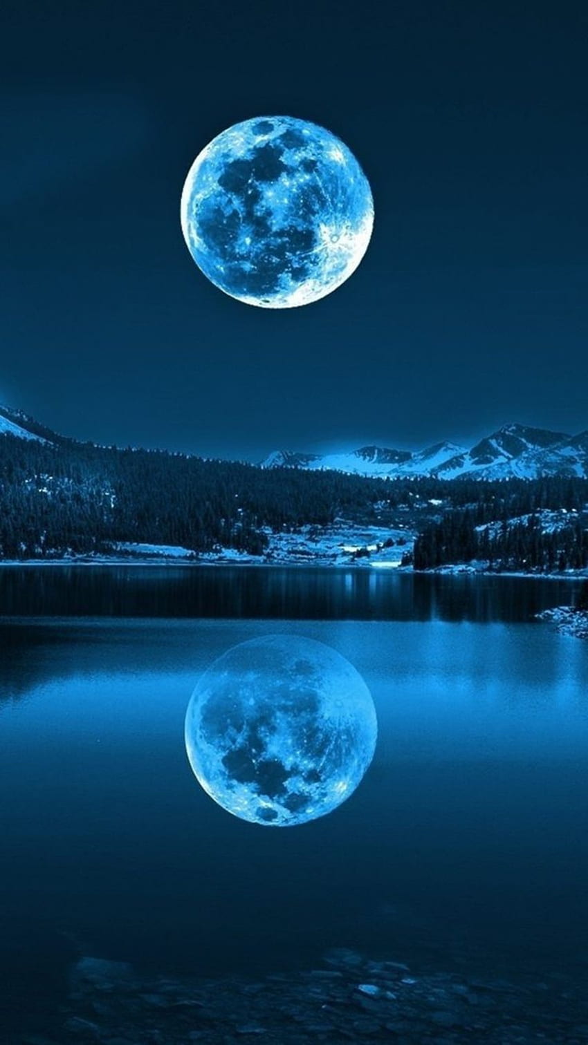 ไอโฟนพระจันทร์สีน้ำเงิน วาดรูปพระจันทร์ วอลล์เปเปอร์โทรศัพท์ HD