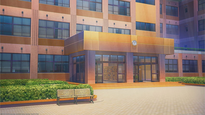 Ilmu Pengetahuan 7: de la escuela de anime con estudiantes, pasillo de la escuela de anime fondo de pantalla