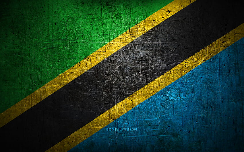 탄자니아 금속 깃발, 그런지 아트, 아프리카 국가, 탄자니아의 날, 국가 상징, 탄자니아 국기, 금속 깃발, 탄자니아 국기, 아프리카, 탄자니아 국기, 탄자니아 HD 월페이퍼