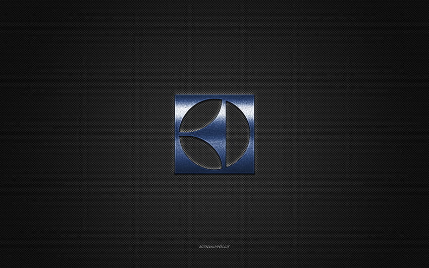 Logo Electrolux, logo blu lucido, emblema Electroluxmetal, trama in fibra di carbonio grigia, Electrolux, marchi, arte creativa, emblema Electrolux Sfondo HD