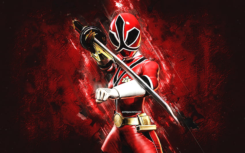 Lauren Shiba, Power Rangers, red stone background, Power Rangers Super Samurai, Power Rangers characters HD wallpaper