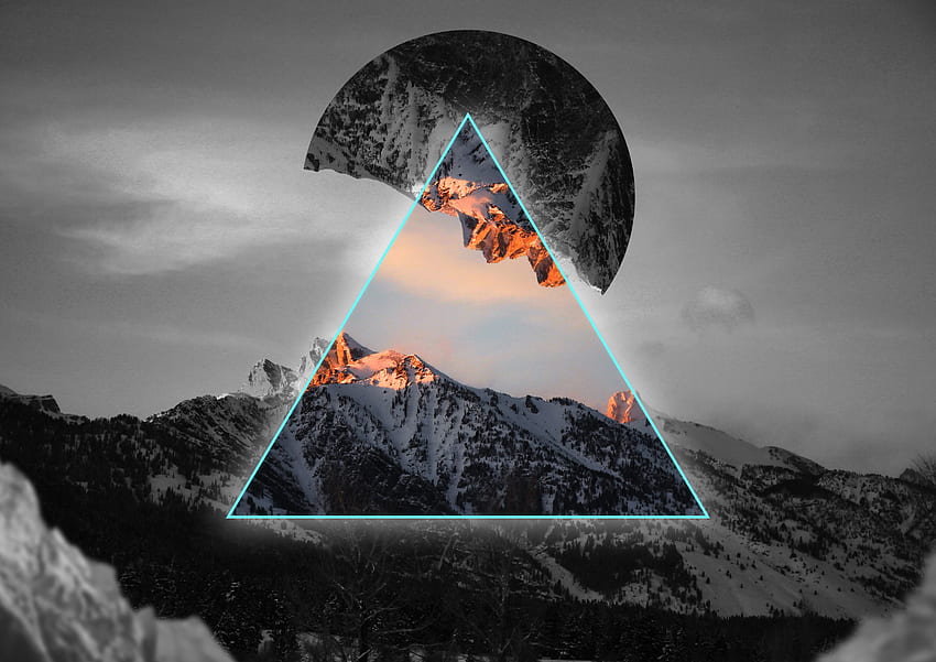 Mountains, Triangle, Evening, Geometric, , Creative, Geometric Nature HD wallpaper