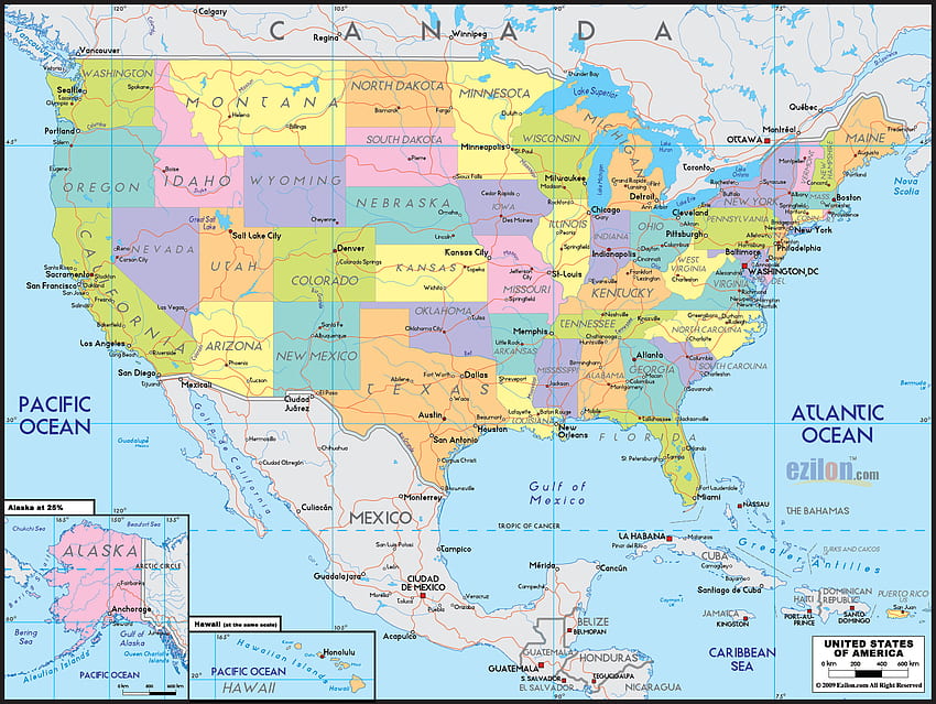 Mapa de los EE. UU., Misc, Mapa HQ de los EE. UU., Mapa de América fondo de pantalla