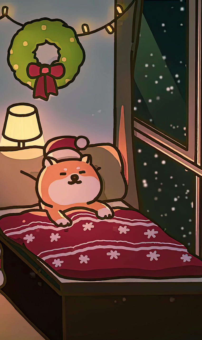 Weihnachtsstimmung, schön, Doggo, Kunst, Meme, Stimmung, bunt HD-Handy-Hintergrundbild