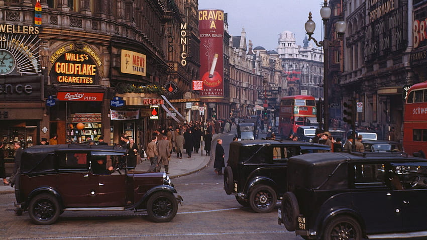 Assorted vehicles, Kodachrome, street, vintage, classic car, London . London , Vintage , art, Classic Vintage HD wallpaper