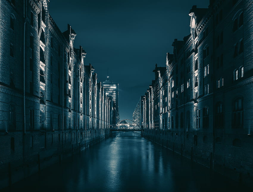 Şehirler, Mimari, Gece Şehri, Köprü, Almanya, Hamburg HD duvar kağıdı