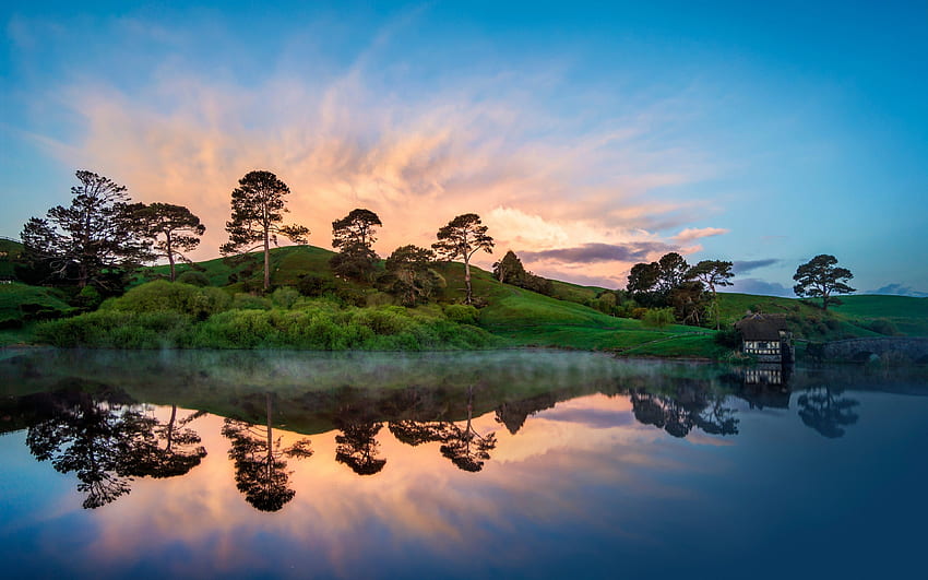 Neuseeland, Landschaft, Hobbiton / und Mobile, neuseeländische Landschaft HD-Hintergrundbild