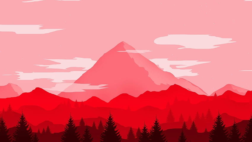 Minimalistyczny laptop Red Mountains, czerwony 1360X768 Tapeta HD