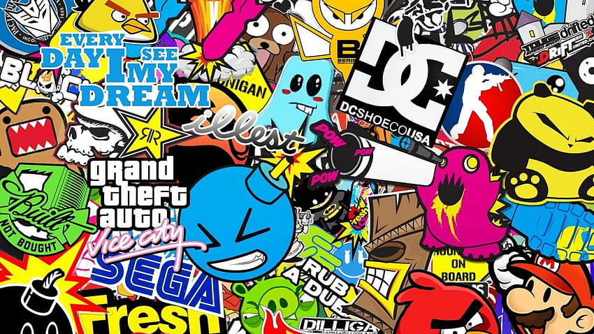 Sticker Bomb and Background HD wallpaper