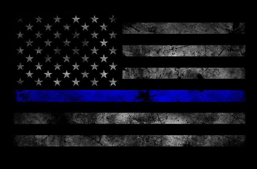 Linea blu sottile della polizia superiore, bandiera della polizia Sfondo HD