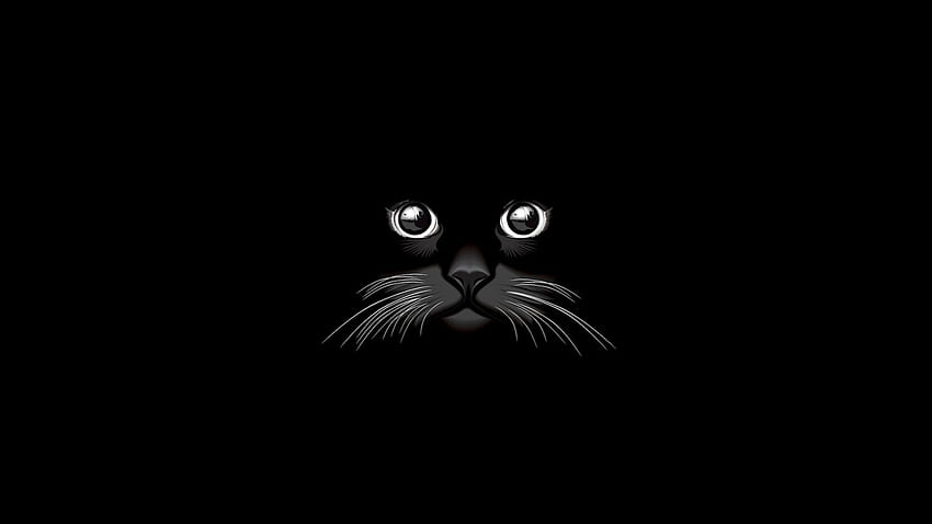 Schwarz, Katze, Monochrom, Minimalismus, Black Cat, Dunkelheit, schirm, Computer, Schwarzweiß, Monochrom-Grafik. Mocah, Schwarz-Weiß-Tiercomputer HD-Hintergrundbild