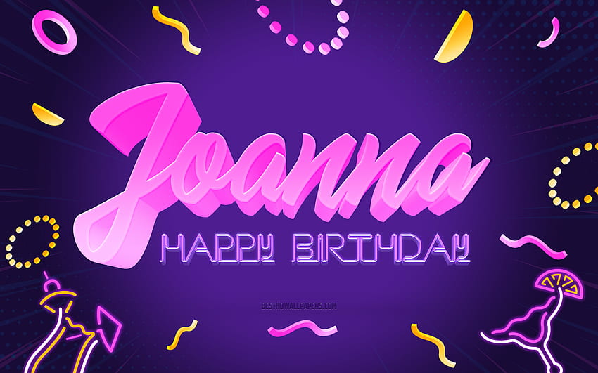 Happy Birtay Joanna, 보라색 파티 배경, Joanna, 창작 예술, Happy Joanna birtay, Joanna name, Joanna Birtay, Birtay Party Background HD 월페이퍼