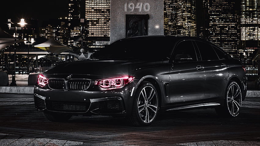 BMW M4 , Black Edition, Angel Eyes, Night, City Lights, , Black Dark HD wallpaper