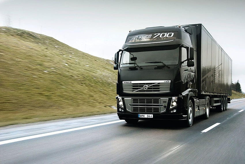 Camion Volvo nero, camion nero Sfondo HD