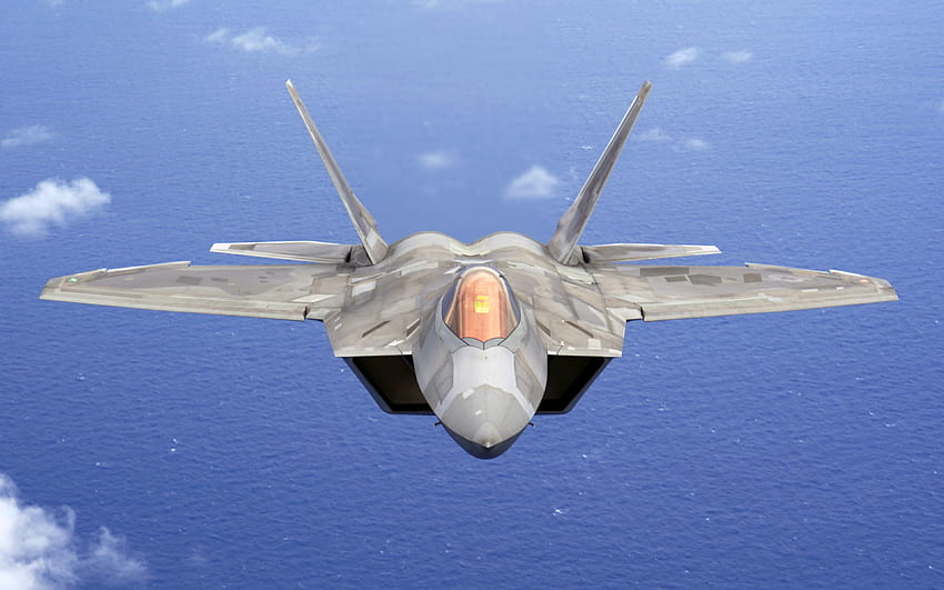 Lockheed Martin F-22 Raptor, USAF, American fighter in the sky, F-22, Combat aviation, USA HD wallpaper