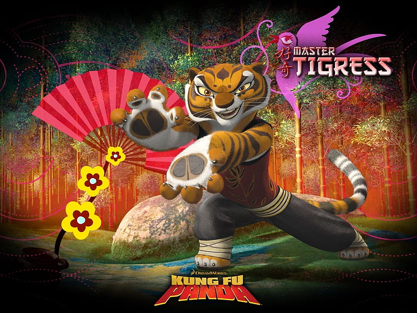 Cartone animato, Panda Kung-Fu, Tigri Sfondo HD