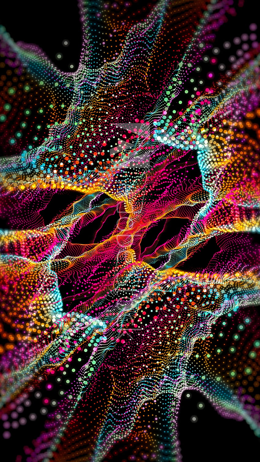 Diseño fractal abstracto con partículas. Animación perfecta, video, Weed Art fondo de pantalla del teléfono