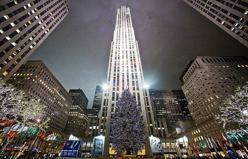 Boże Narodzenie w Nowym Jorku -, Boże Narodzenie w Nowym Jorku w tle na nietoperzu, Boże Narodzenie na Times Square Tapeta HD