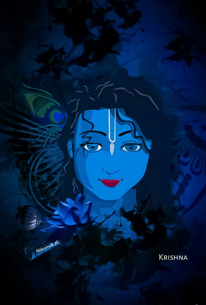 Lord krishna, anime of krishna in cartoon HD wallpaper | Pxfuel