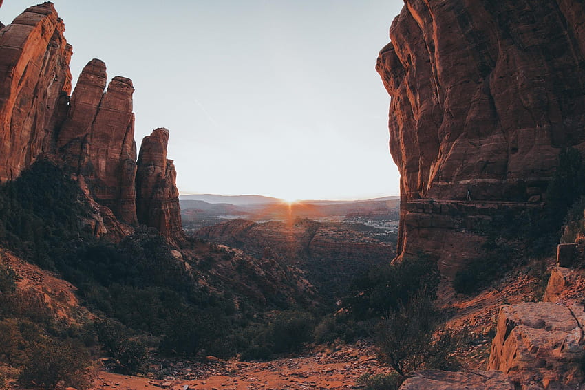 Cathedral Rock, fun, desert, cool, nature, sunset, mountain HD wallpaper