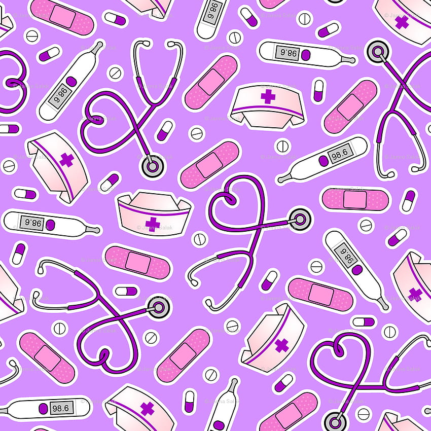 Nursing Cute nurse love pattern purple, Cute Medical HD phone wallpaper