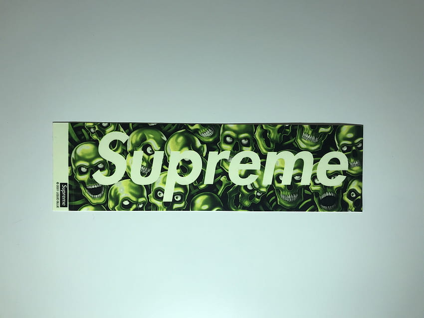 Supreme Green Skull Sticker, Green Supreme HD wallpaper