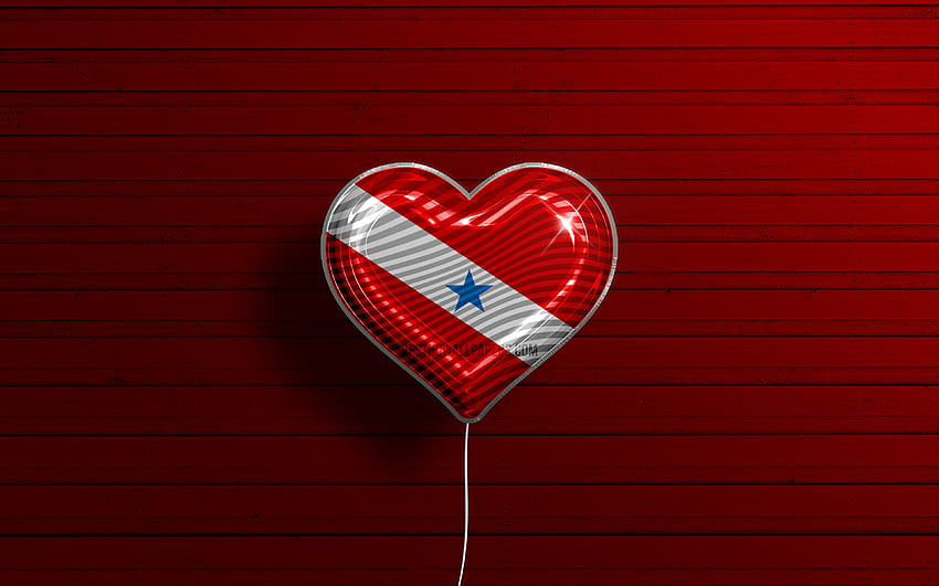 Saya Suka Para,, balon realistis, latar belakang kayu merah, negara bagian Brasil, bendera Para, Brasil, balon dengan bendera, Negara Bagian Brasil, bendera Para, Para, Hari Para Wallpaper HD