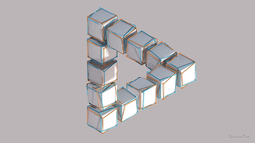 核ピクセルによる不可能な三角形 高画質の壁紙