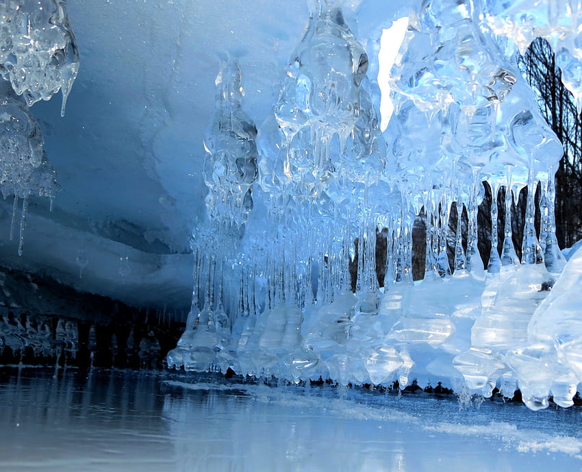 Eiszapfen, Schneefrost, Winter, Natur HD-Hintergrundbild