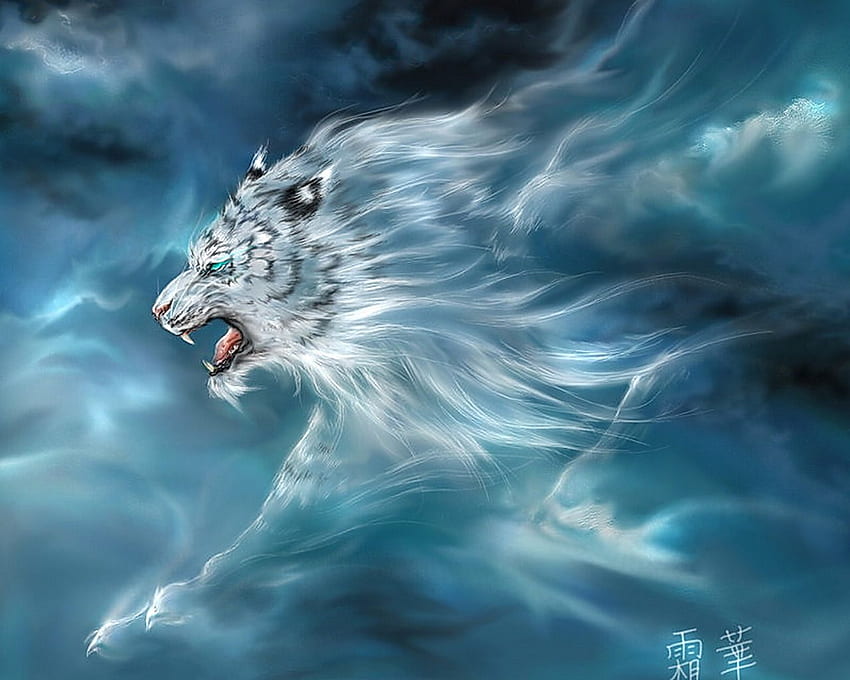 1920x1080 Resolution Blue Eyes White Tiger In Fantasy World 1080P Laptop  Full HD Wallpaper  Wallpapers Den