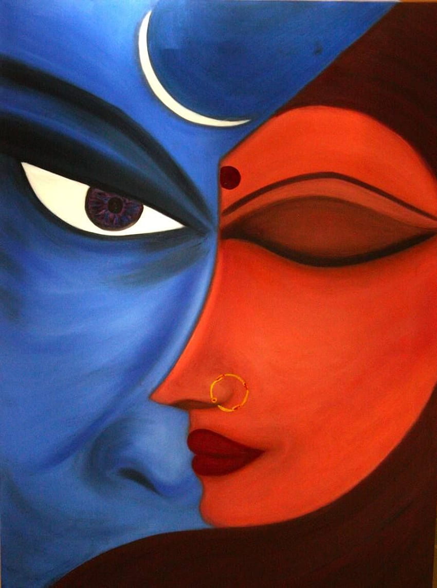 Dipinto astratto originale di Darpan Kaur. Arte astratta su tela. Shiva e Shakti. Pittura d'arte astratta originale, dipinti d'arte indiana, galleria di pittura d'arte Sfondo del telefono HD