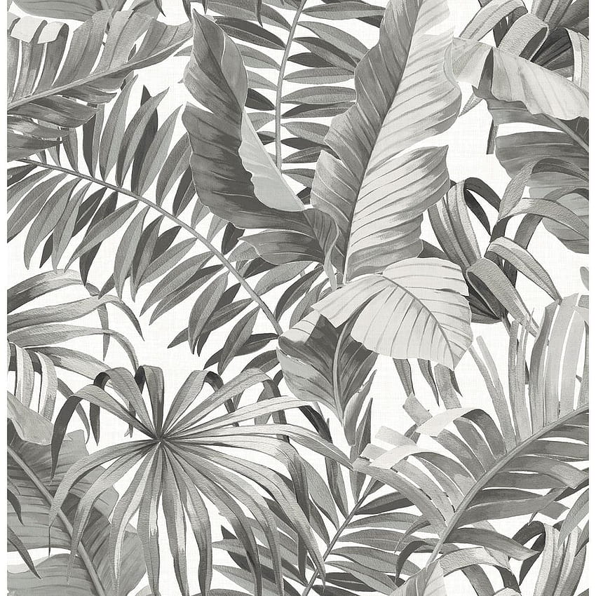 A Street Mencetak Alfresco Black Palm Leaf Paper Strippable Roll (Meliputi 56,4 Sq. Ft.) 2744 24134 The Home Depot, Black and White Palm Tree wallpaper ponsel HD