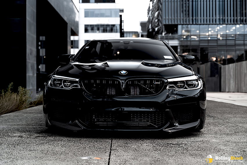 BMW M5 สีดำ มุมมองด้านหน้า วอลล์เปเปอร์ HD