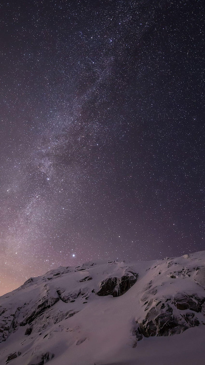 Montaña Nocturna, Montaña Nevada Noche fondo de pantalla del teléfono