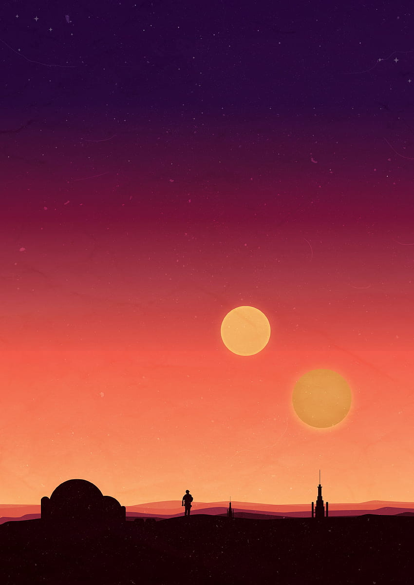 Star Wars Binary Sunset Poster i made this one the weekend, was, Aesthetic Star Wars HD phone wallpaper