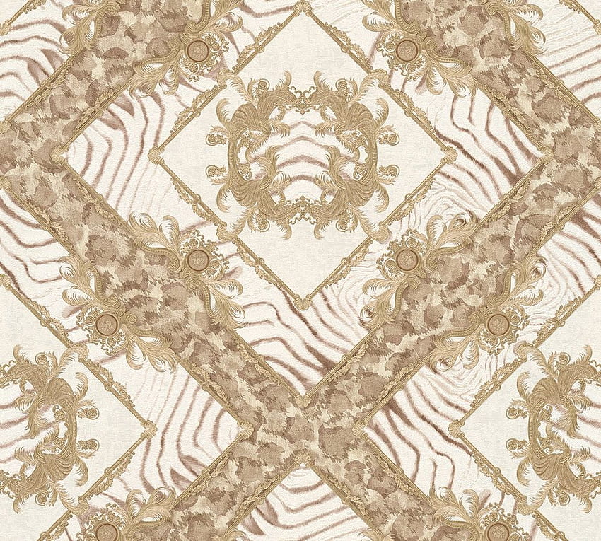 Versace III Young and Contemporary Classic Damask Wall Paper Beige Brown Metallic 349041 HD тапет