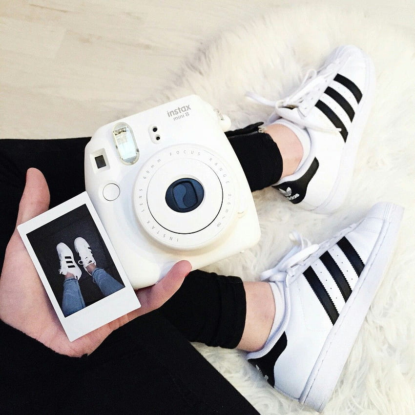 aesthetic, white, adidas. Instax camera, Polaroid graphy, Polaroid Camera Tumblr HD phone wallpaper