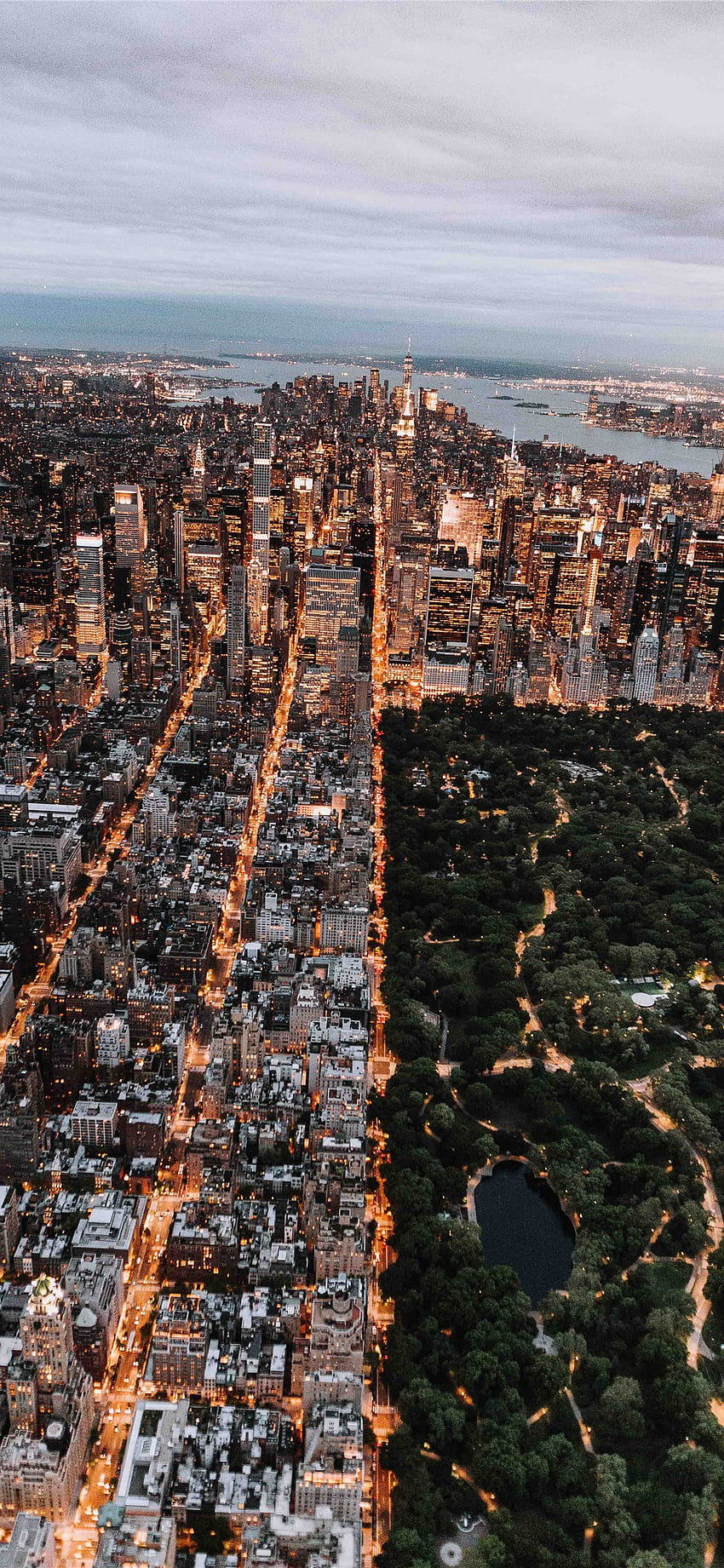 Central Park ve New York City'nin Havadan Görünümü iPhone X, Estetik New York City HD telefon duvar kağıdı